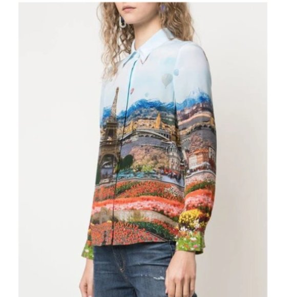 Alice + Olivia | "Willa Silk Eiffel Tower Blouse" Emily in Paris - Picture 4 of 15